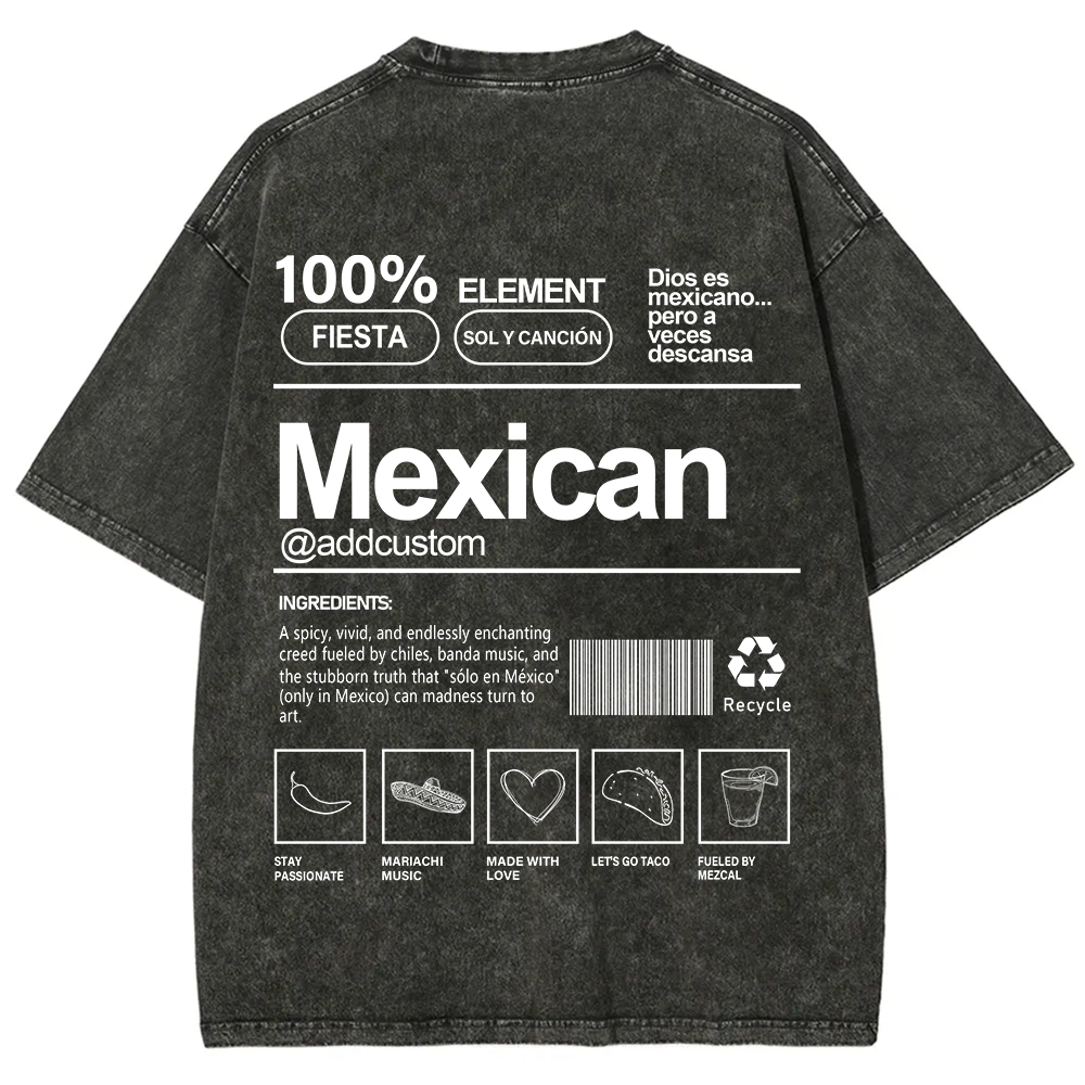 Mexican Addcustom Unisex Fit  Washed T-Shirt