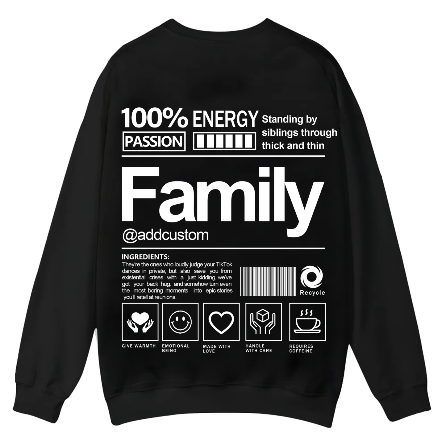 Family Addcustom Casual Crewneck Sweatshirt