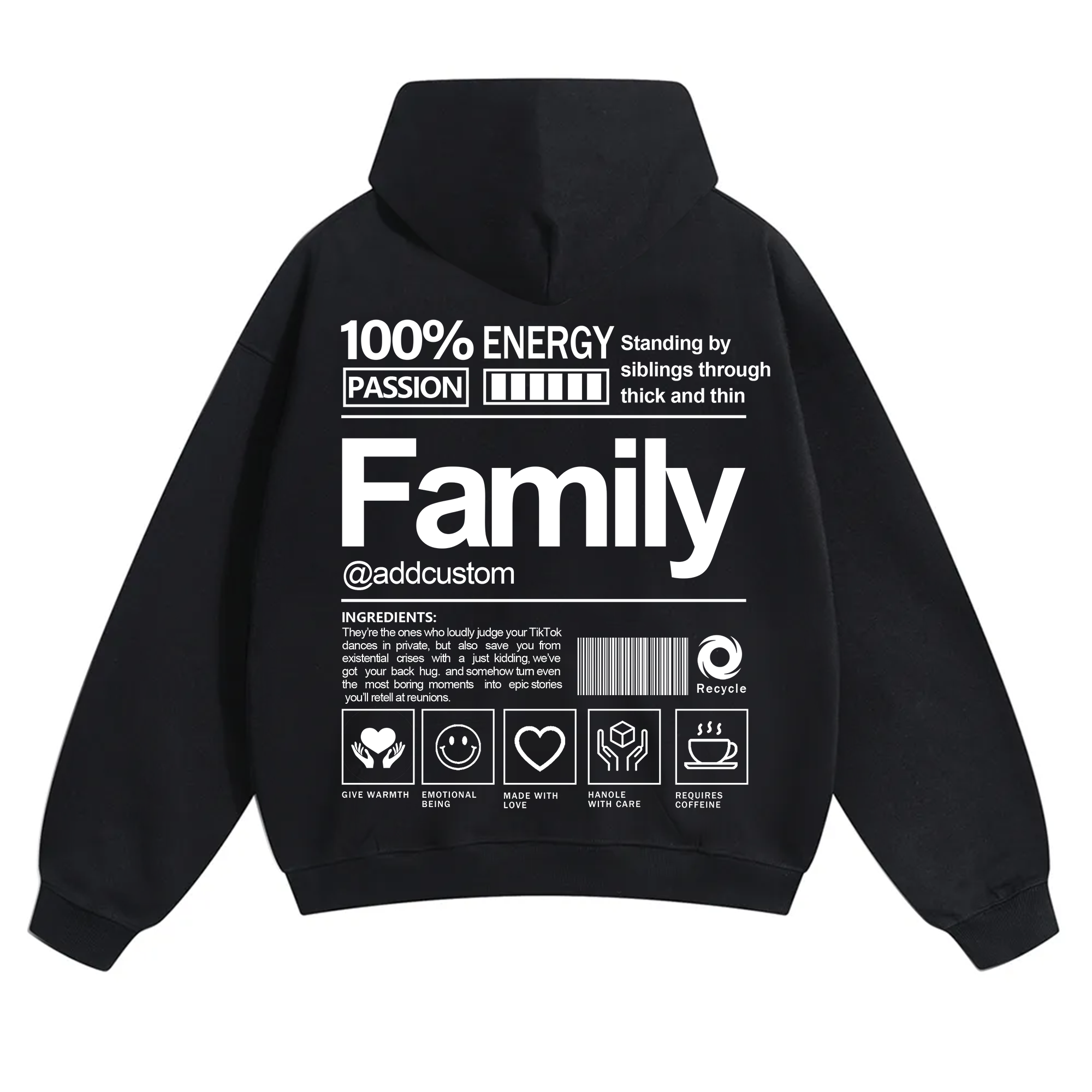 Family Addcustom Solid Color Hoodie