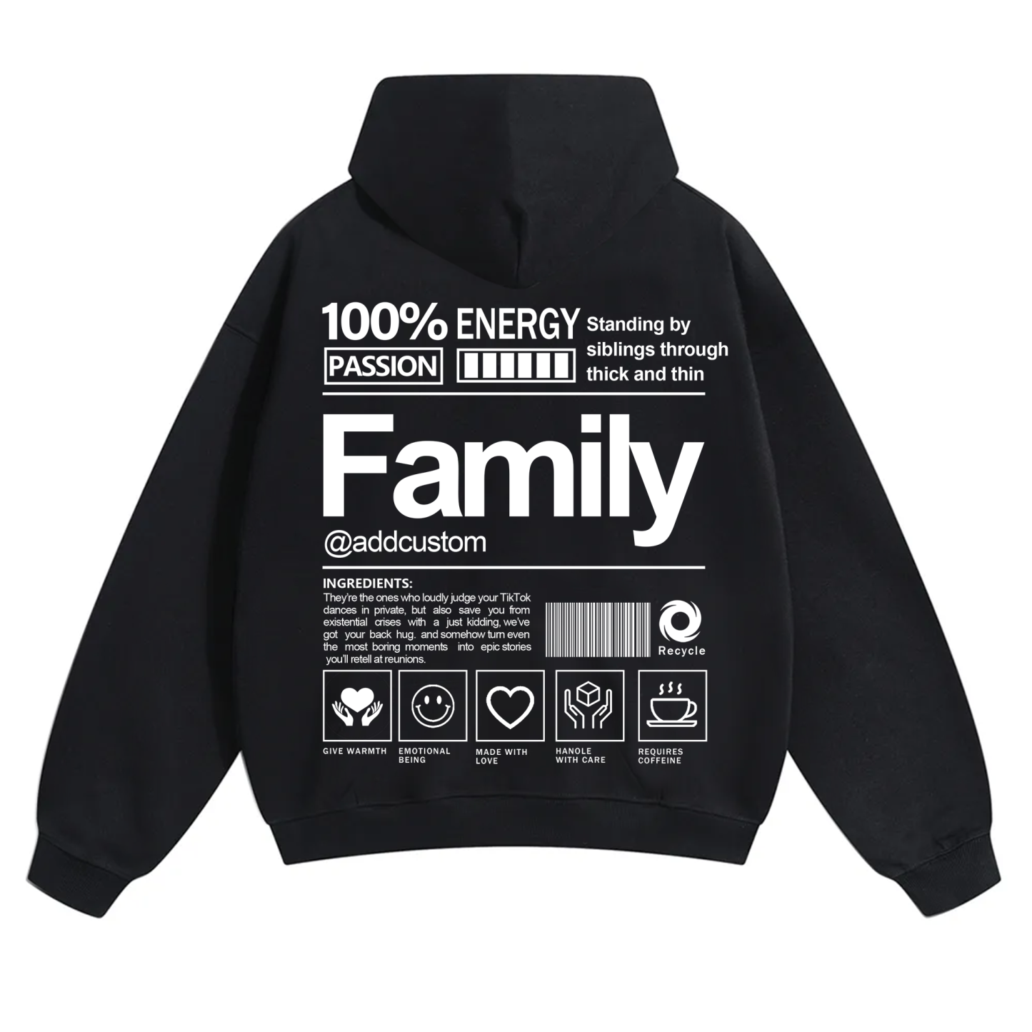 Family Addcustom Solid Color Hoodie