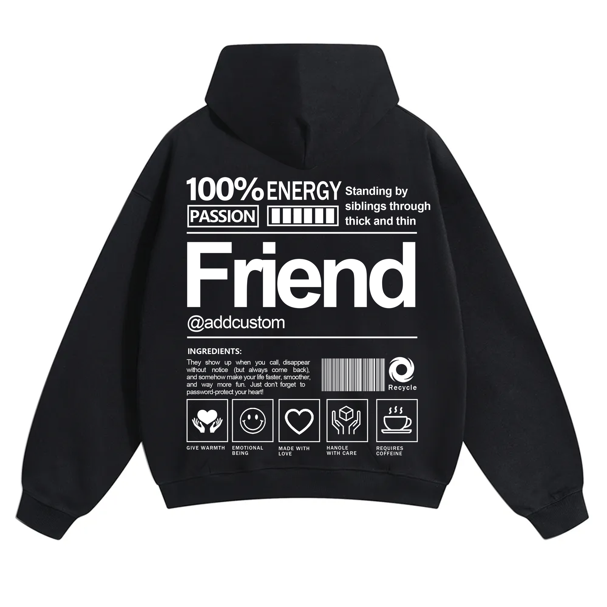 Friend Addcustom Solid Color Hoodie