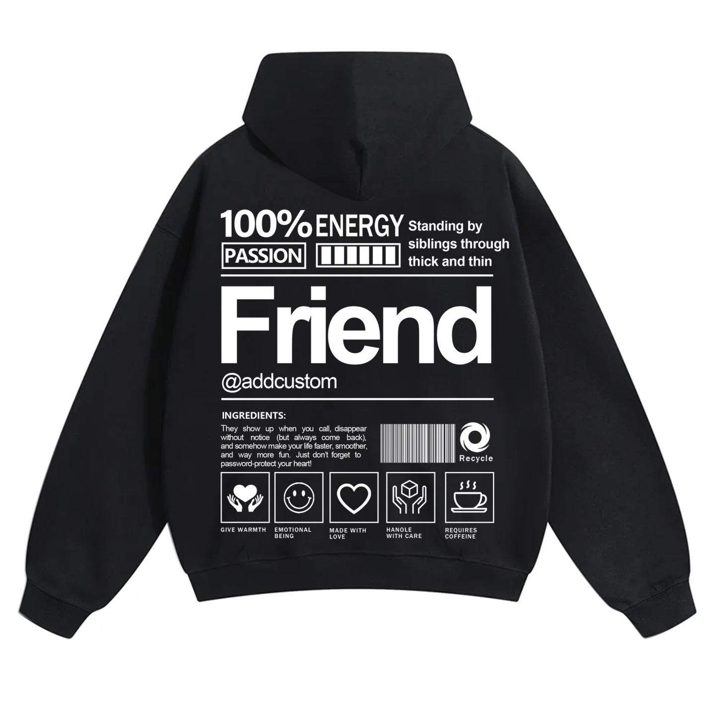 Friend Addcustom Solid Color Hoodie