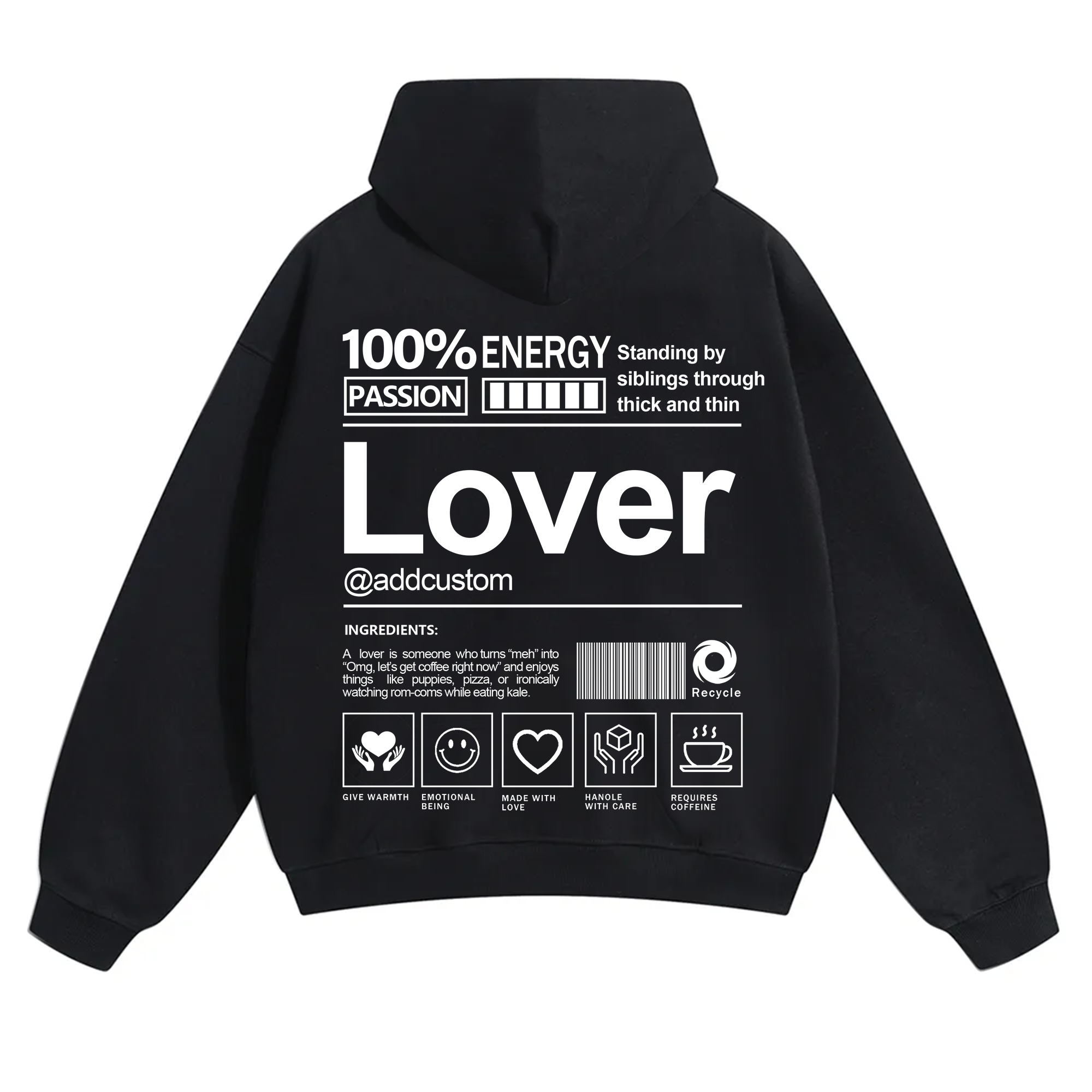 Lover Addcustom Solid Color Hoodie