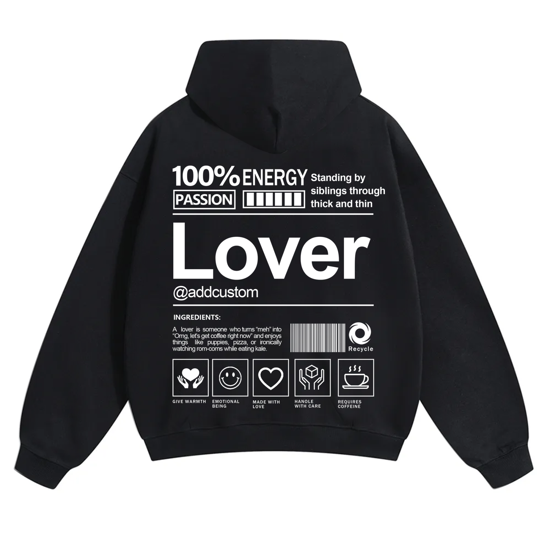 Lover Addcustom Solid Color Hoodie