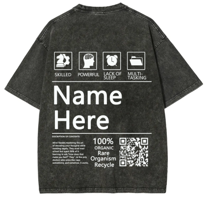 QR Code Customized Unisex Fit Washed T-Shirt