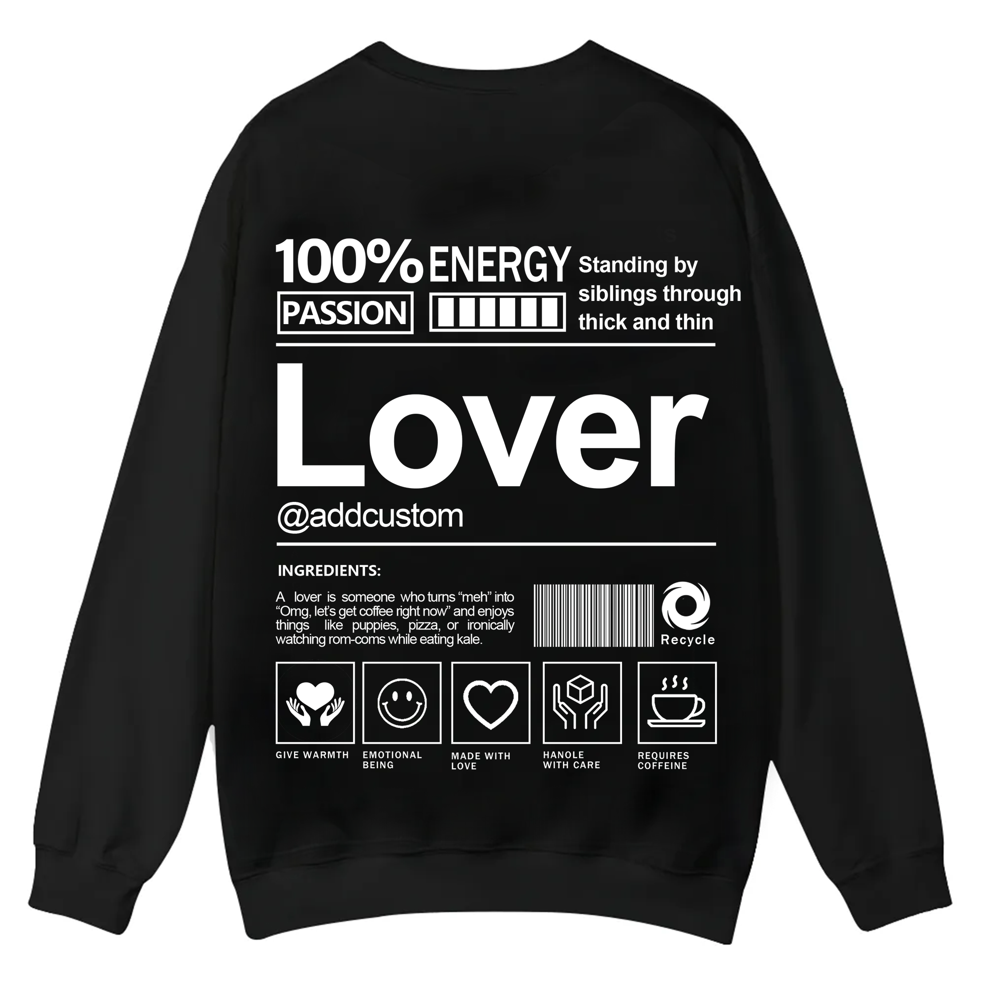 Lover Addcustom Casual Crewneck Sweatshirt