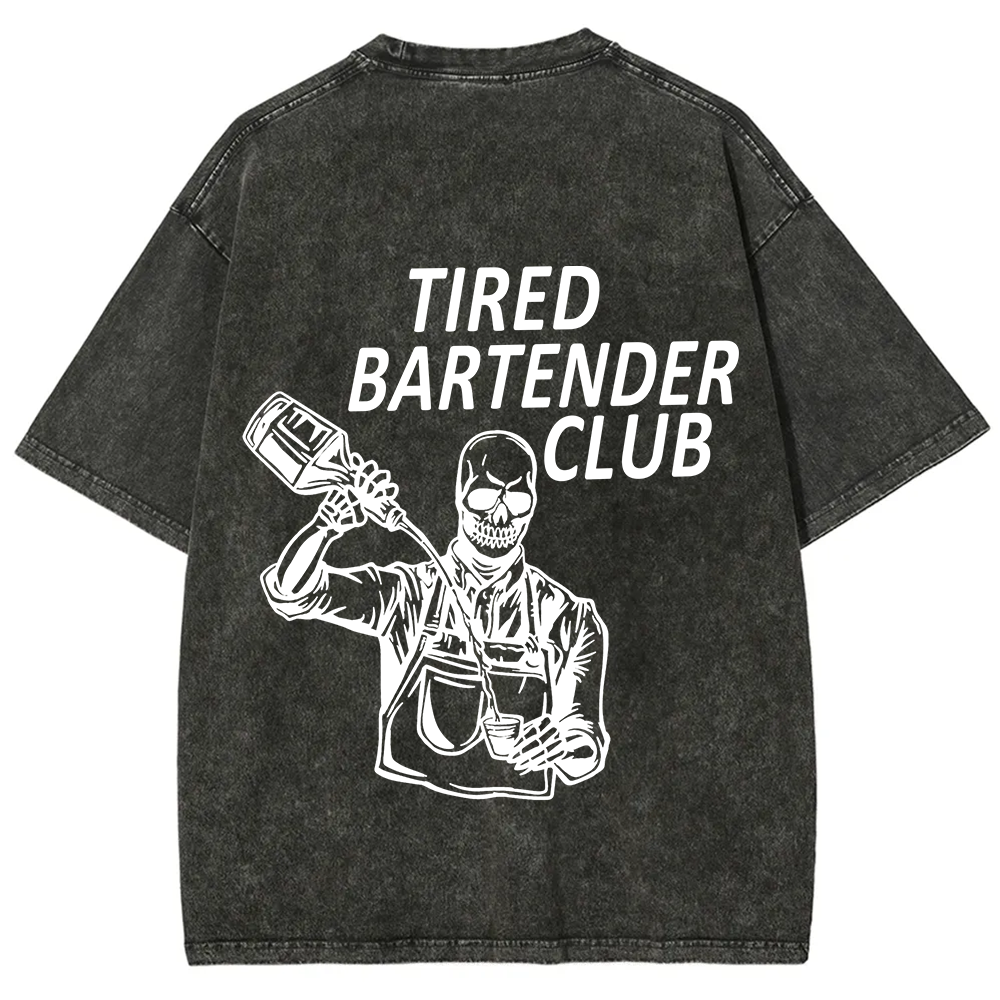 Tired Bartender Club Unisex Fit  Washed T-Shirt