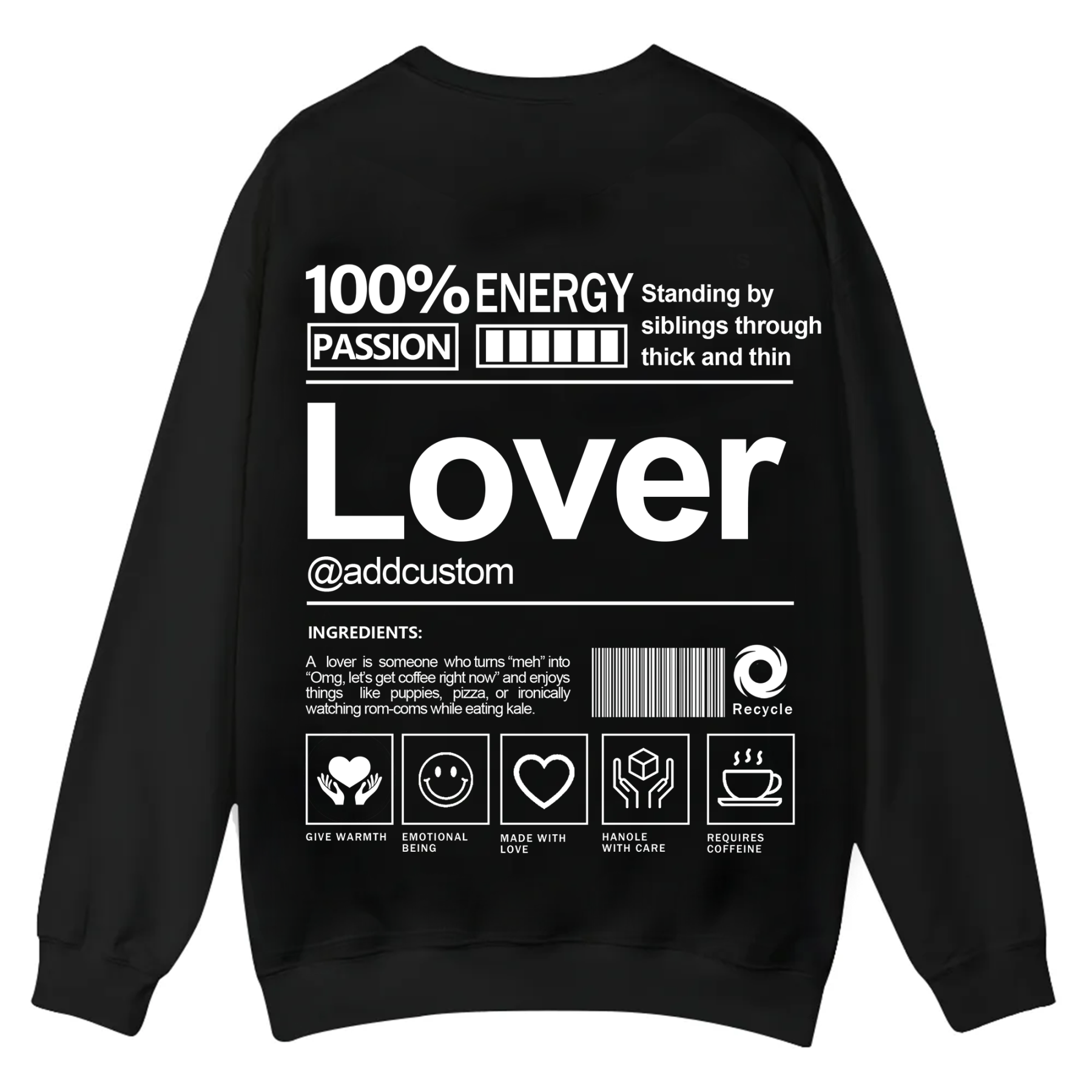 Lover Addcustom Casual Crewneck Sweatshirt