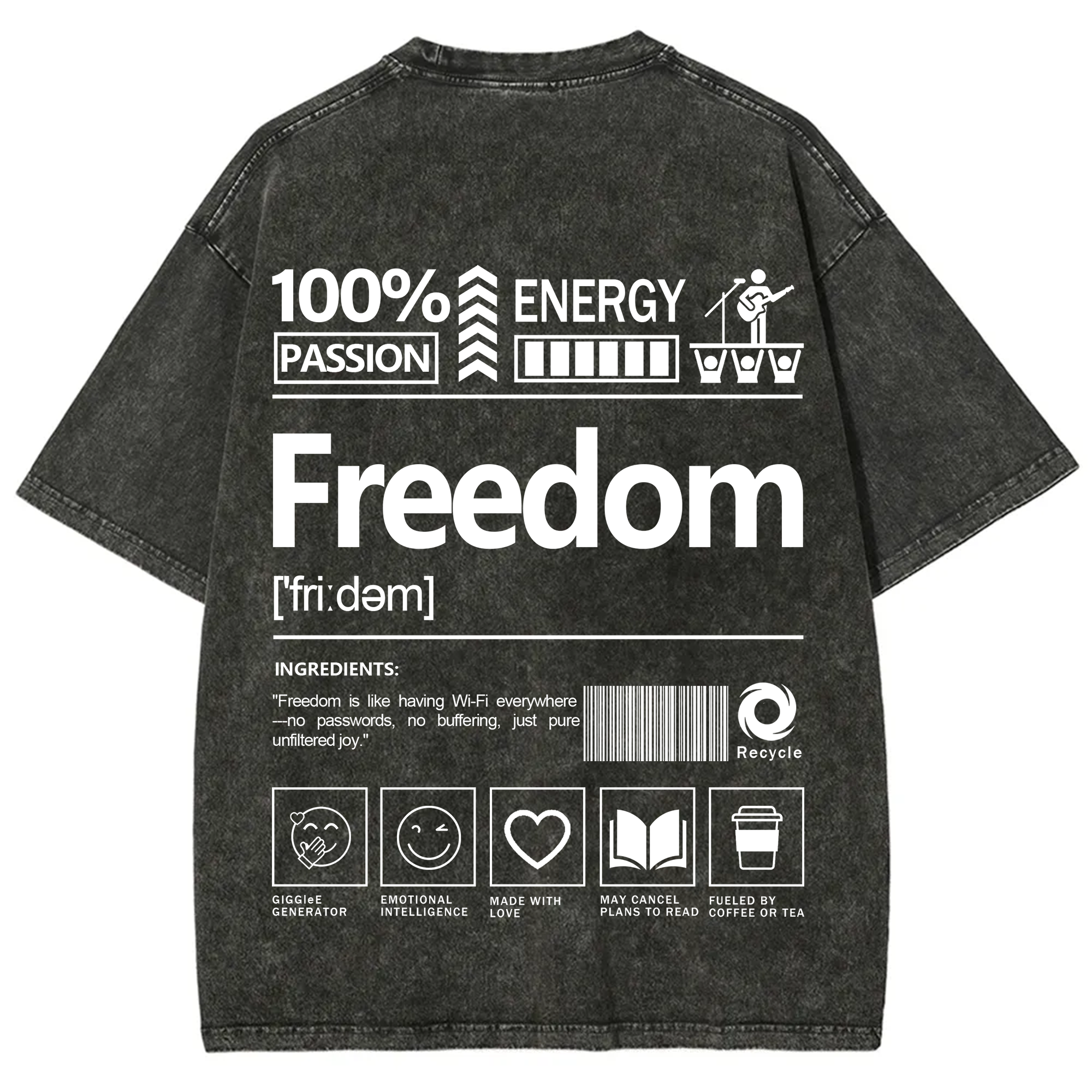 Freedom Unisex Fit Washed T-Shirt