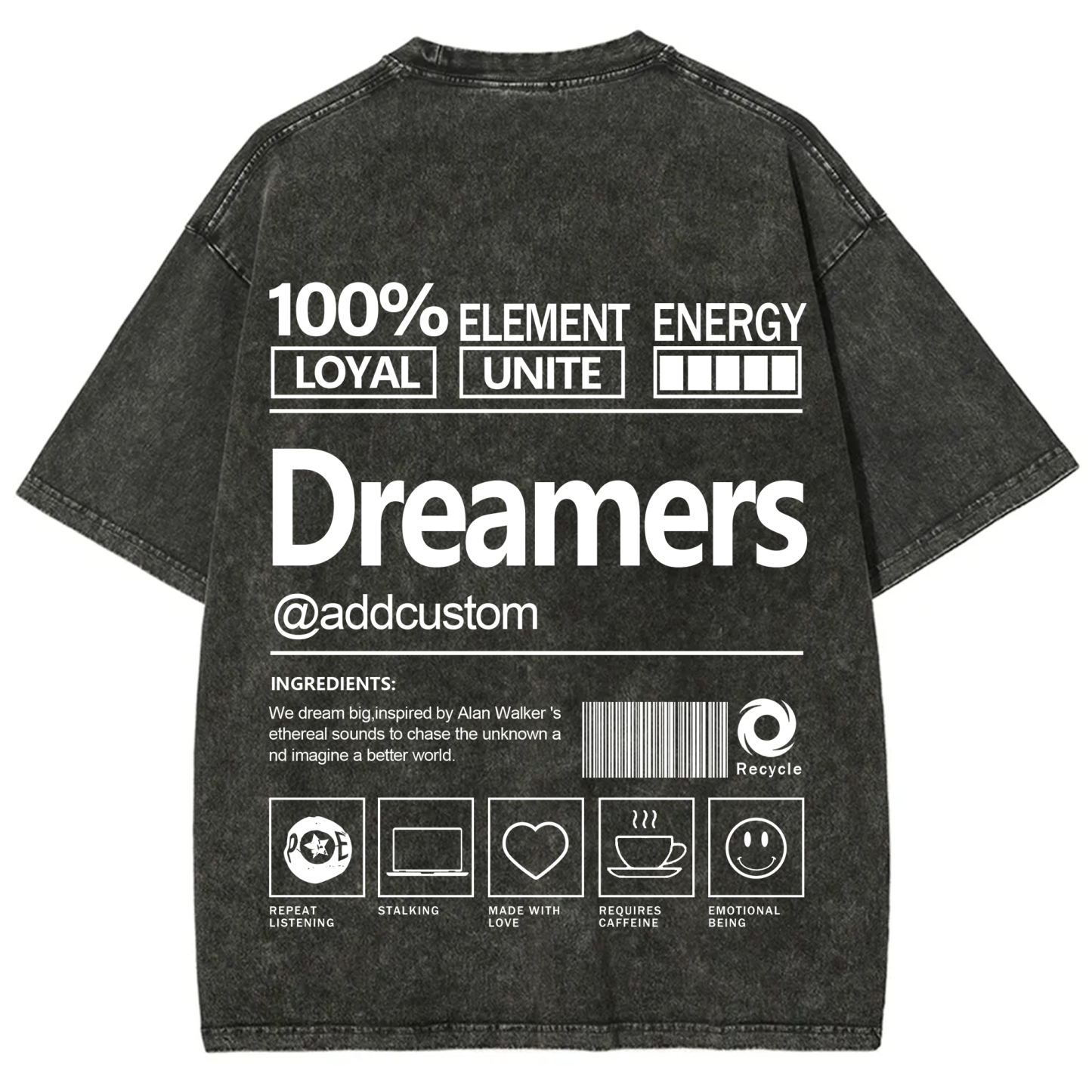 Dreamers Addcustom Unisex Fit Washed T-Shirt