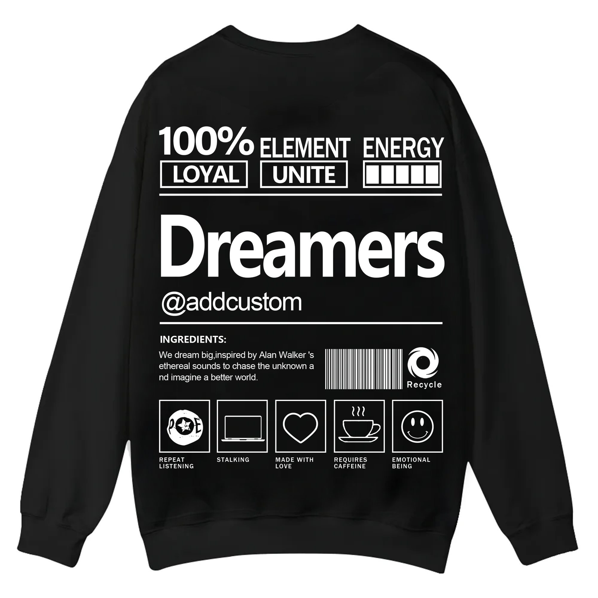 Dreamers Addcustom Unisex Fit Casual Crewneck Sweatshirt