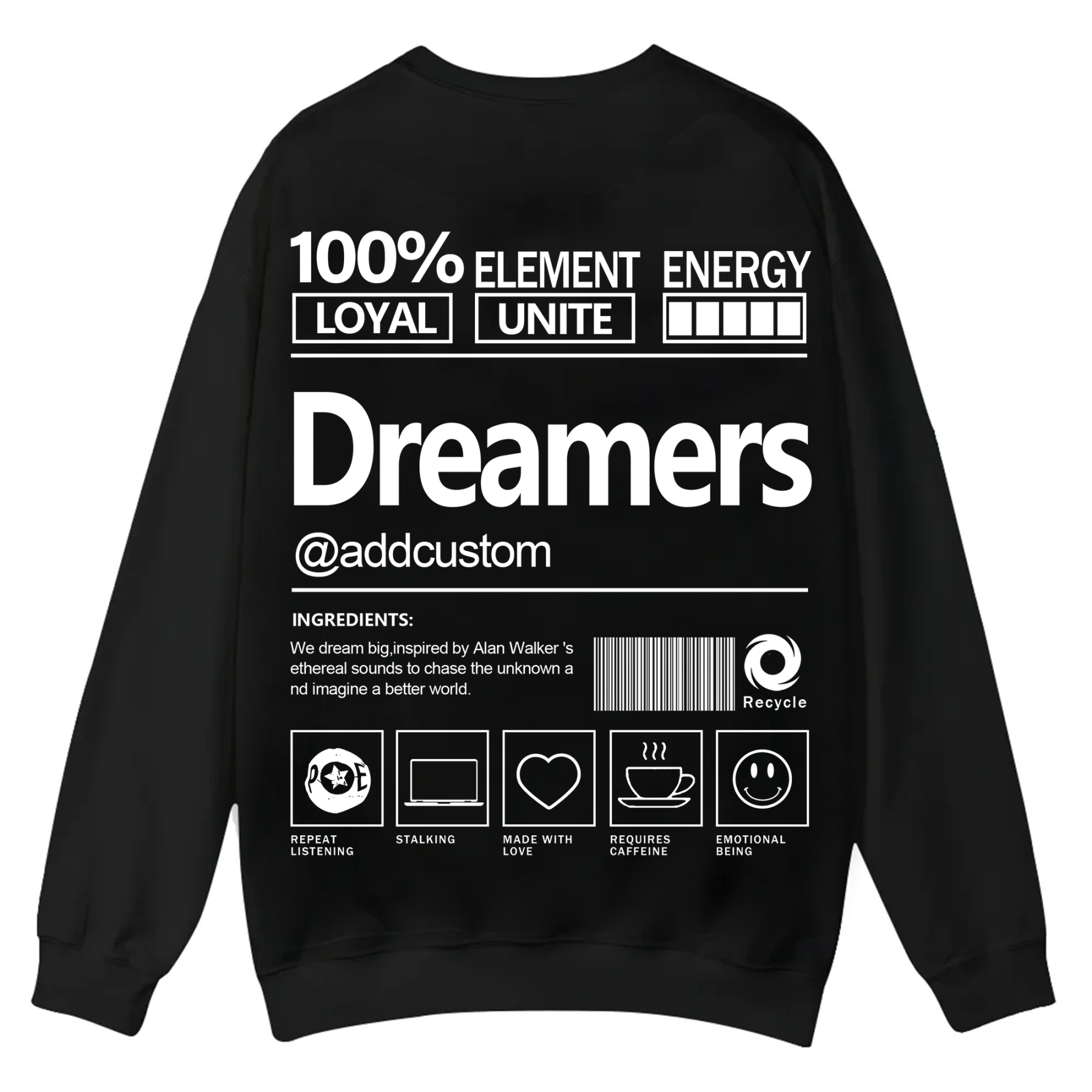 Dreamers Addcustom Unisex Fit Casual Crewneck Sweatshirt