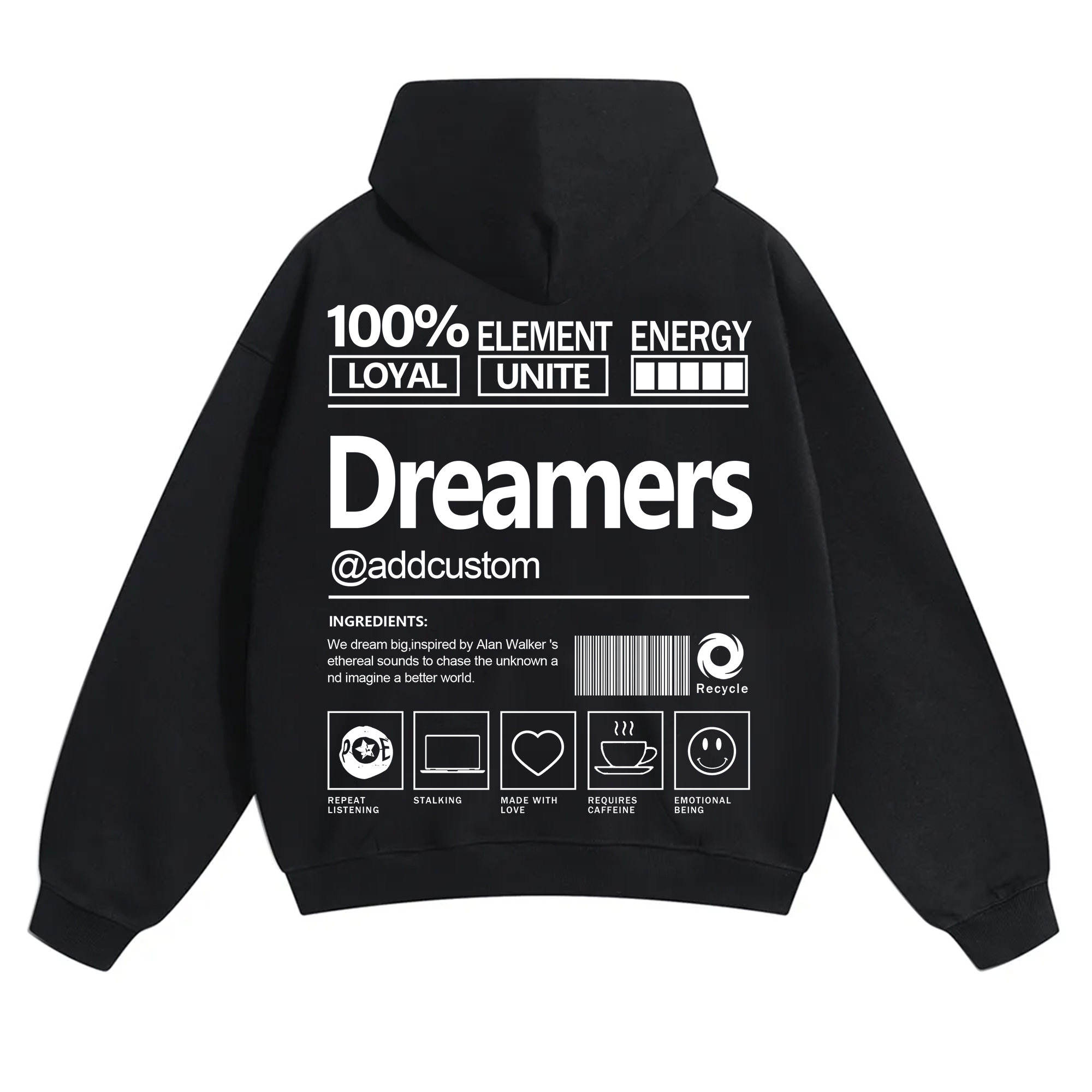 Dreamers Addcustom Unisex Fit Solid Color Hoodie
