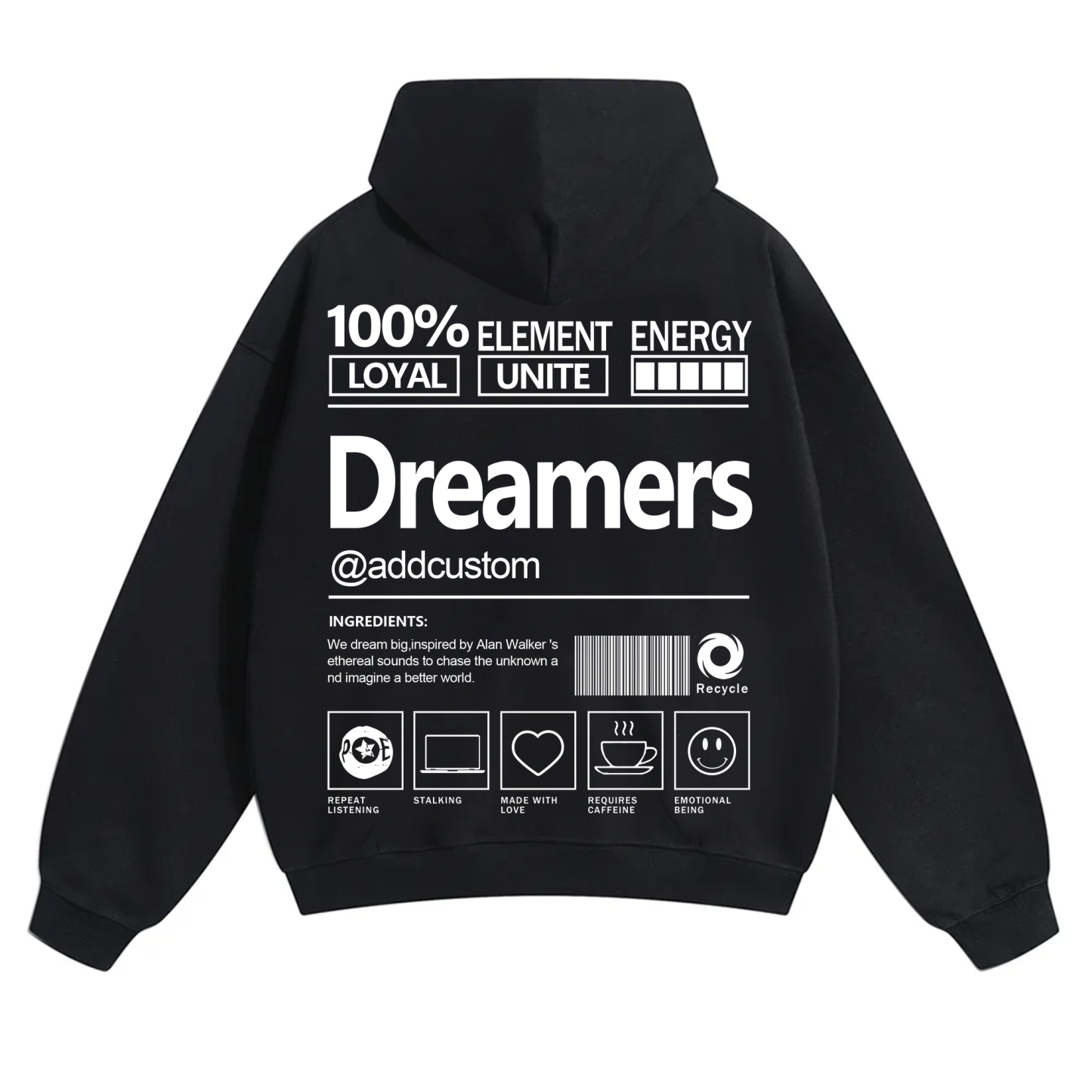 Dreamers Addcustom Unisex Fit Solid Color Hoodie
