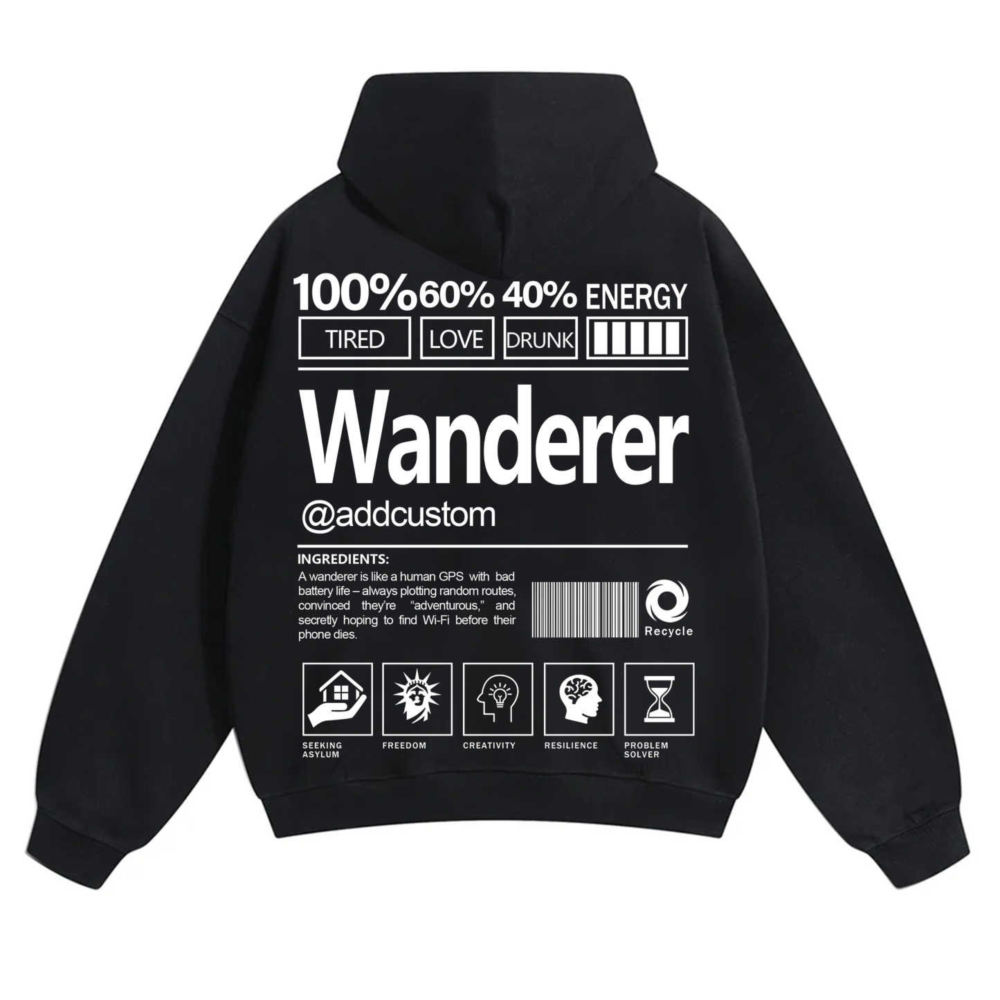 Wanderer Addcustom Unisex Fit Solid Color Hoodie