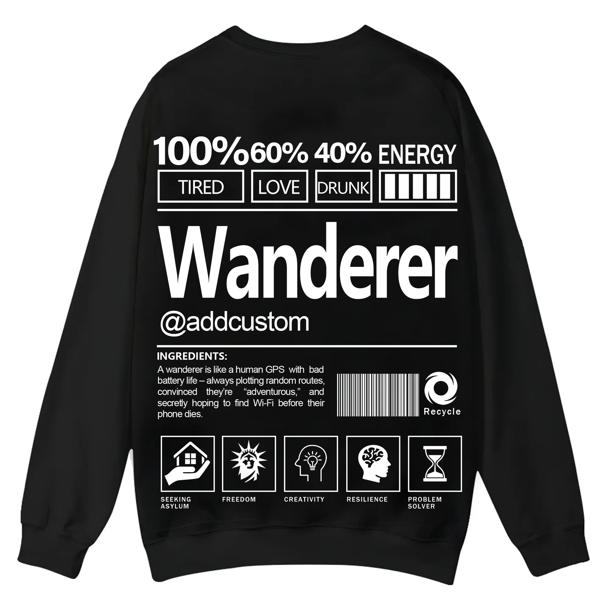 Wanderer Addcustom Unisex Fit Casual Crewneck Sweatshirt