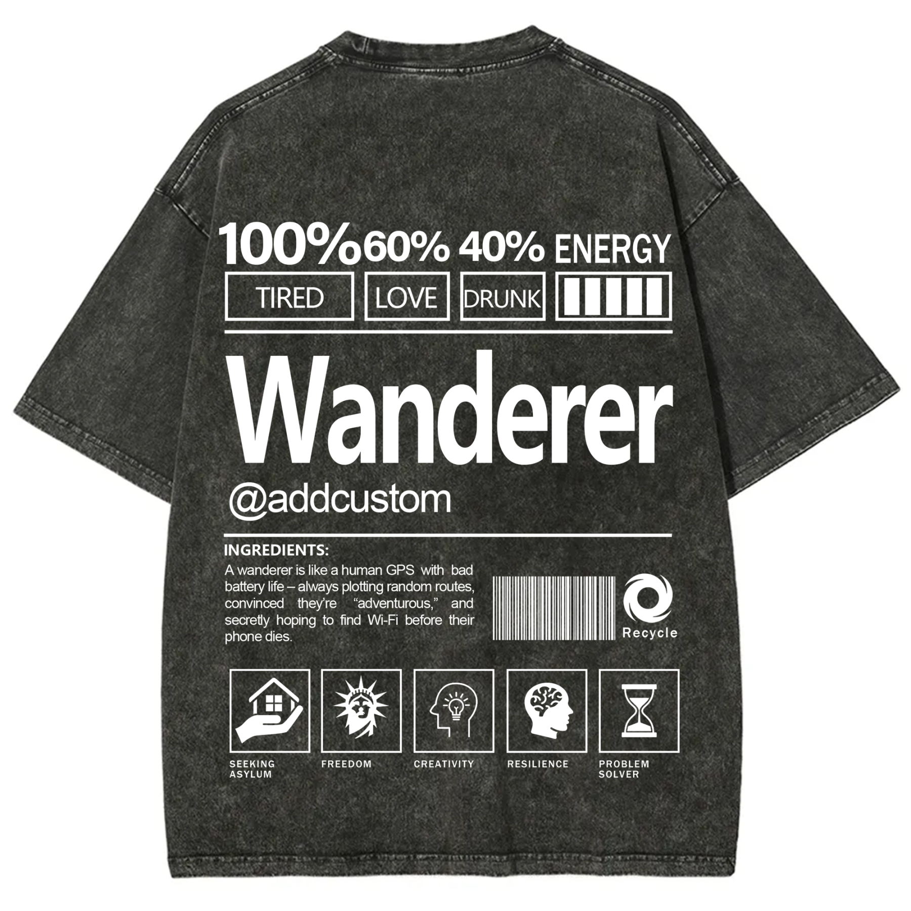 Wanderer Addcustom Unisex Fit Washed T-Shirt
