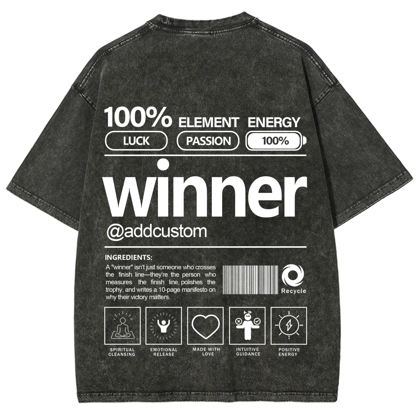 Winner Addcustom Unisex Fit Washed T-Shirt