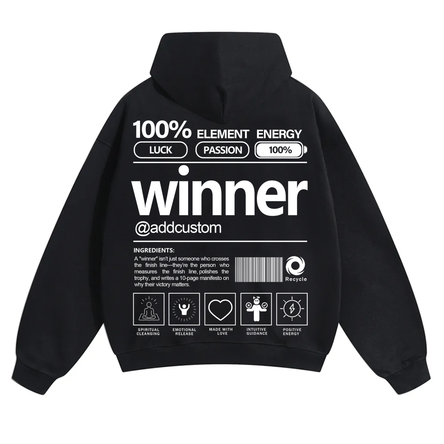 Winner Addcustom Unisex Fit Solid Color Hoodie