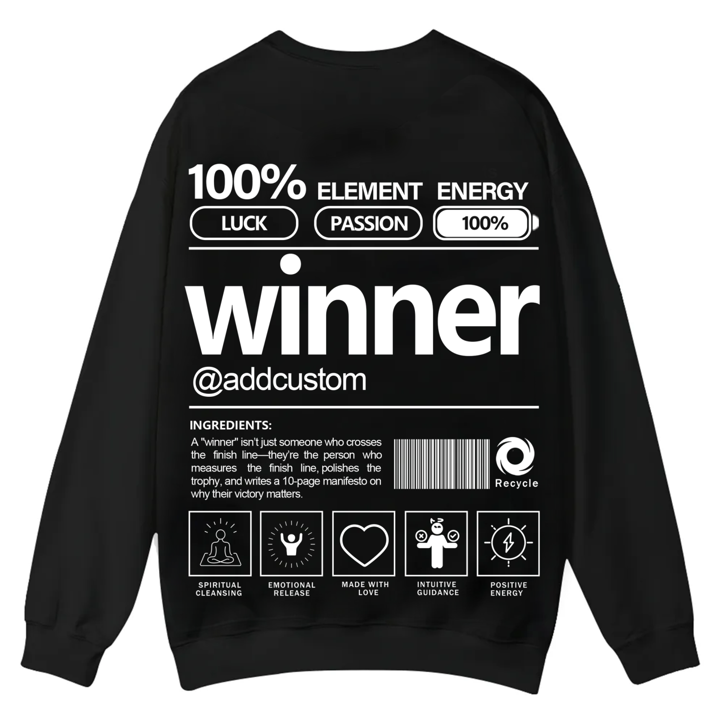 Winner Addcustom Unisex Fit Casual Crewneck Sweatshirt