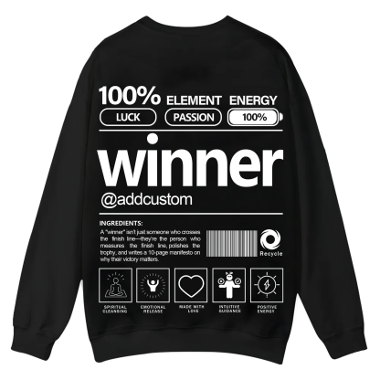 Winner Addcustom Unisex Fit Casual Crewneck Sweatshirt