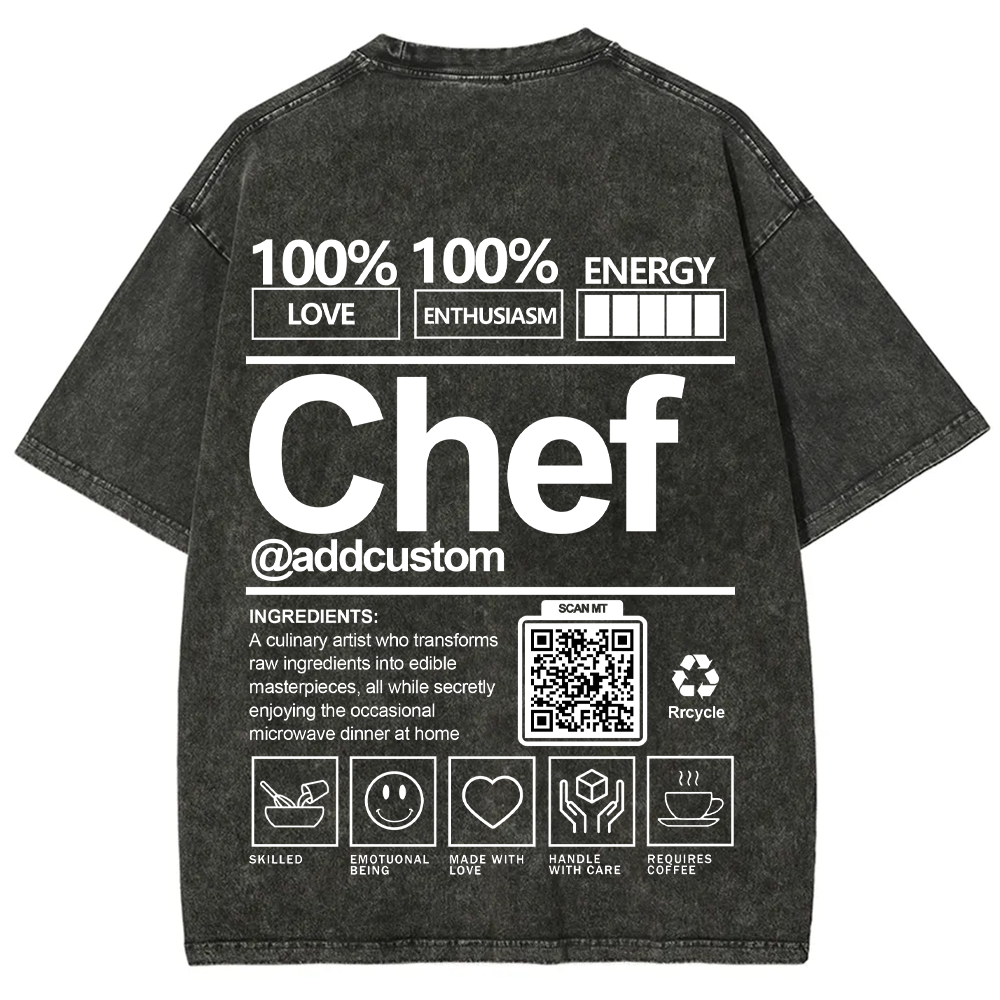 Chef Addcustom QR Code Unisex Fit Washed T-Shirt