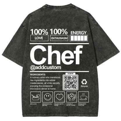 Chef Addcustom QR Code Unisex Fit Washed T-Shirt