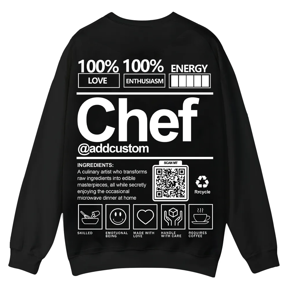 Chef Addcustom QR Code Casual Crewneck Sweatshirt
