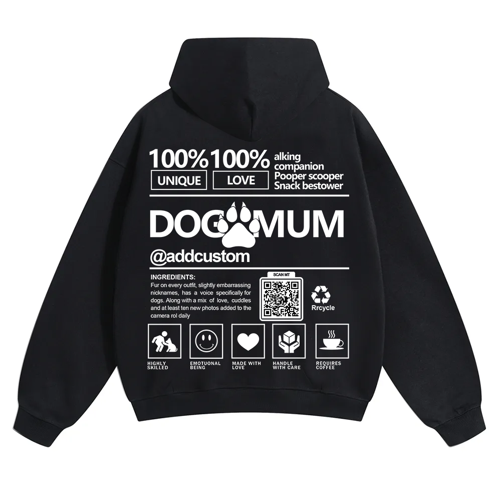 Dog Mum  Addcustom QR Code Name Solid Color Hoodie