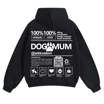 Dog Mum  Addcustom QR Code Name Solid Color Hoodie