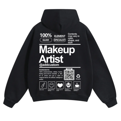Wearishow Makeup Artist Addcustom QR Code Solid Color Hoodie