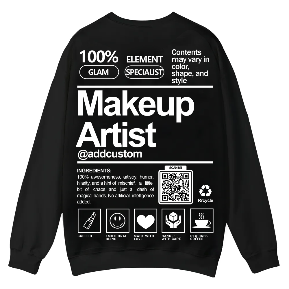 Wearishow Makeup Artist Addcustom QR Code Casual Crewneck Sweatshirt