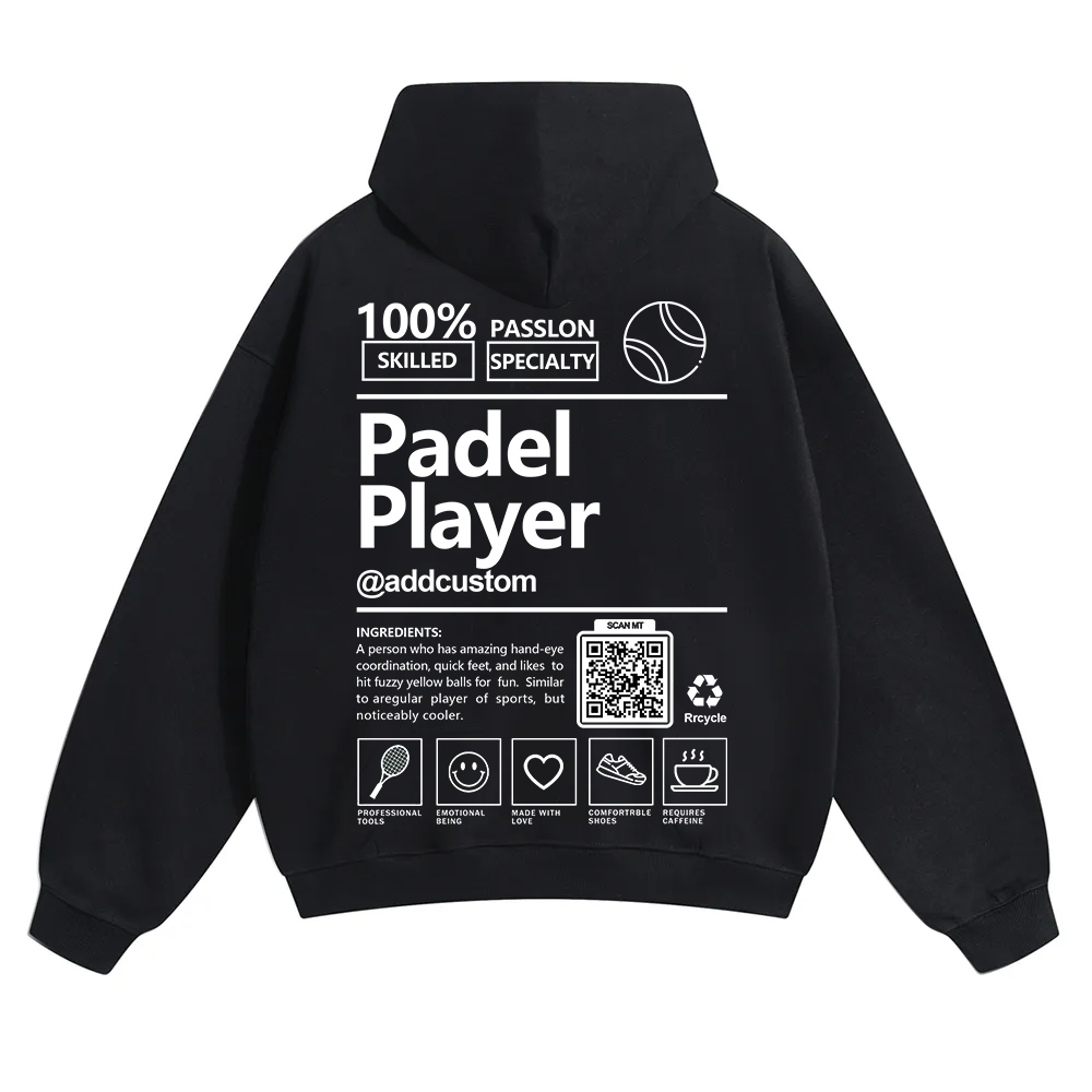 Padel player Addcustom QR Code Solid Color Hoodie wearishow