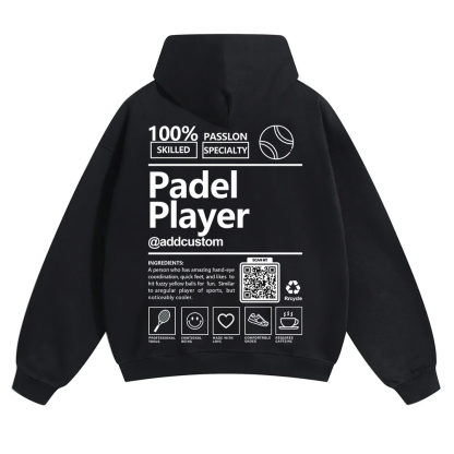 Padel player Addcustom QR Code Solid Color Hoodie wearishow