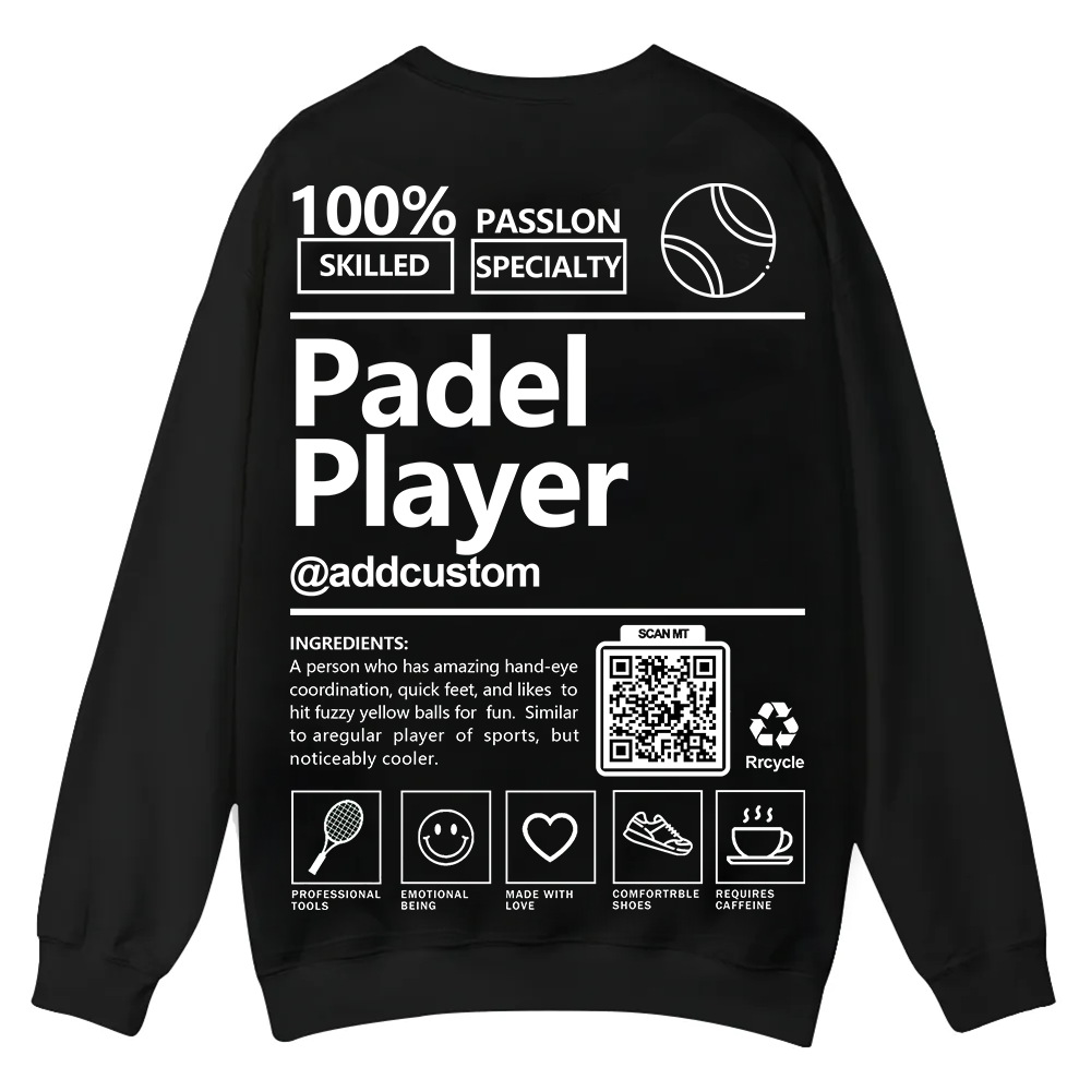 Padel player Addcustom QR Code Casual Crewneck Sweatshirt wearishow