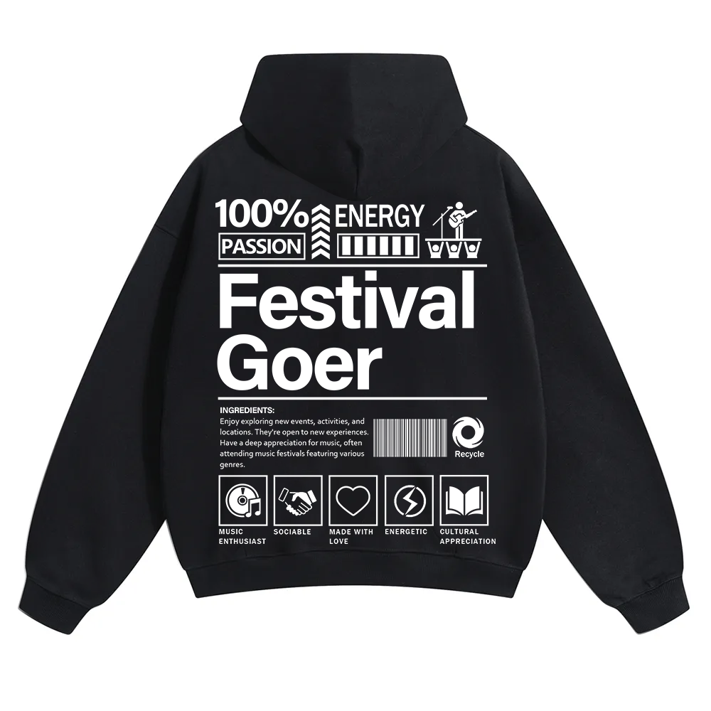 Festival Goer Solid Color Hoodie wearishow