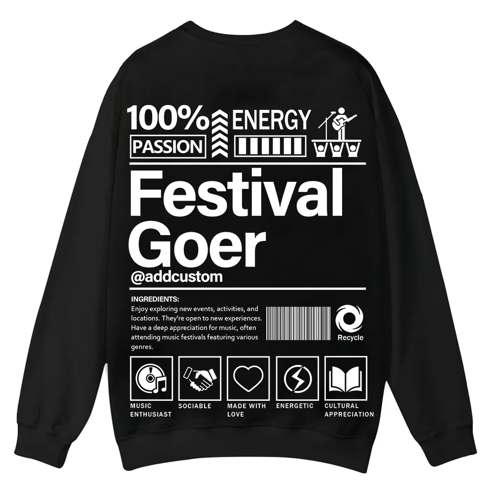 Festival Goer Custom Unisex Casual Crewneck Sweatshirt wearishow