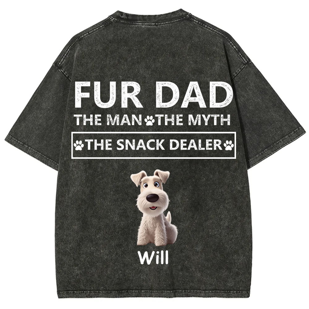 Fur Dad The Man The Myth The Snack Dealer - Personalized Custom Unisex  Washed T-shirt