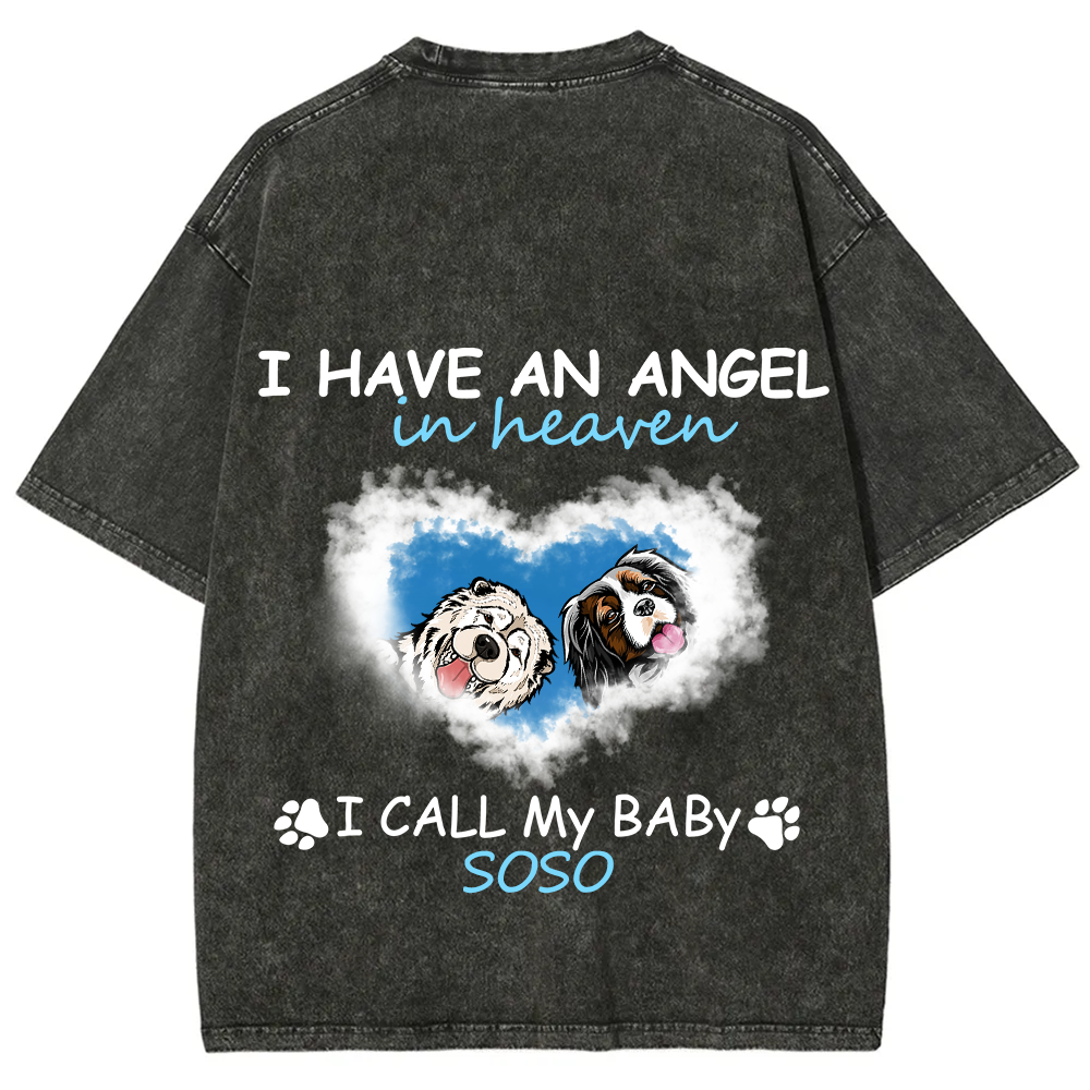 Have An Angel In Heaven - Personalized Custom Unisex Fit Washed T-Shirt wearishow