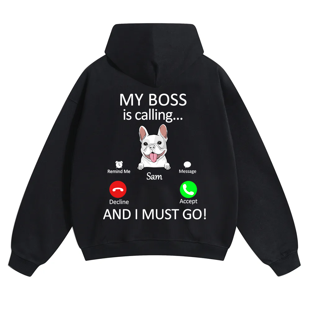 Dog Boss Calling - Personalized Custom Unisex Soild Color Hoodies wearishow
