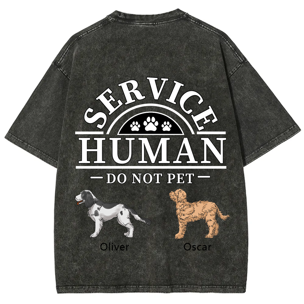 Service Human, Do Not Pet 2 - Personalized Custom Unisex Fit Washed T-Shirt wearishow