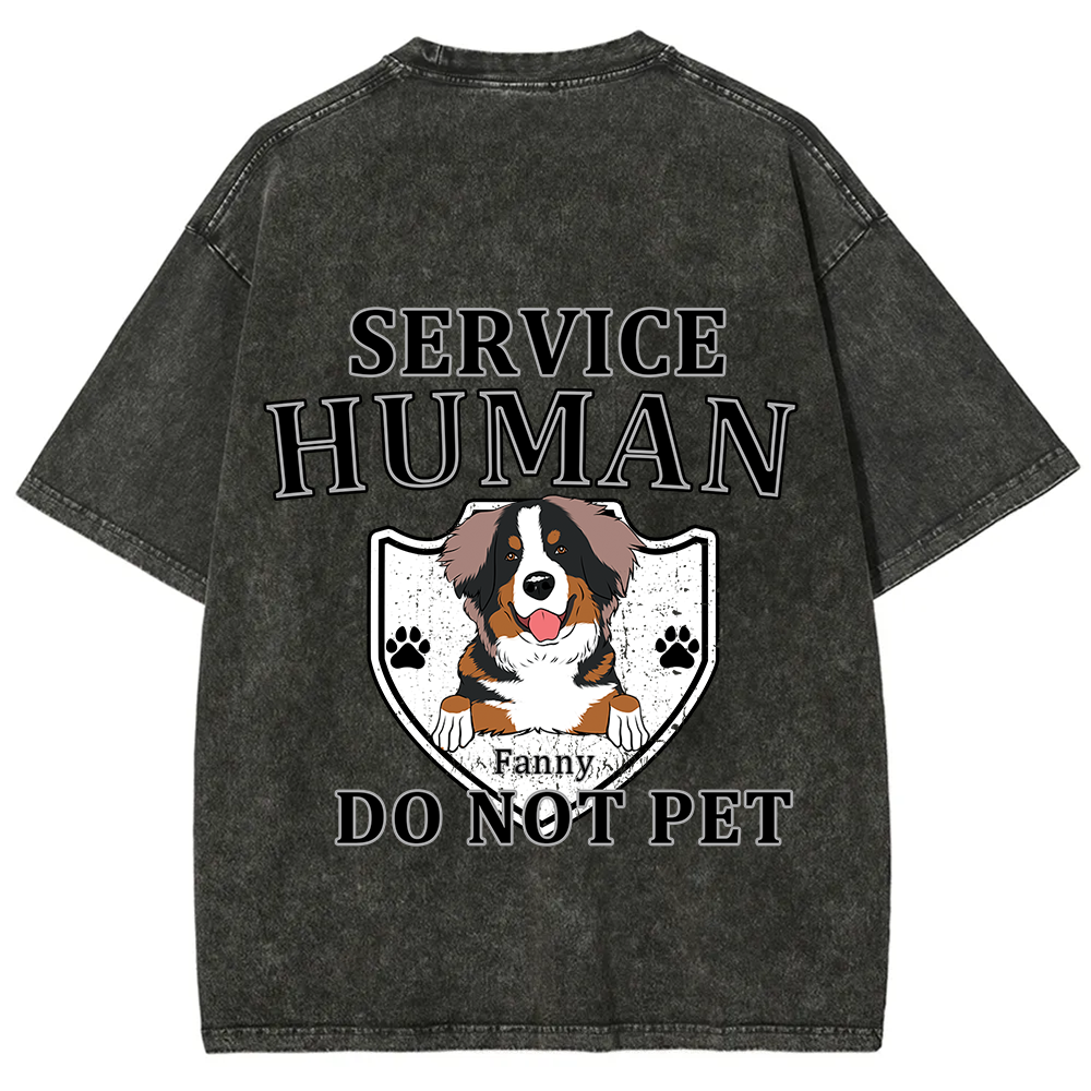 Service Human, Do Not Pet 10 - Personalized Custom Unisex Fit Washed T-Shirt wearishow