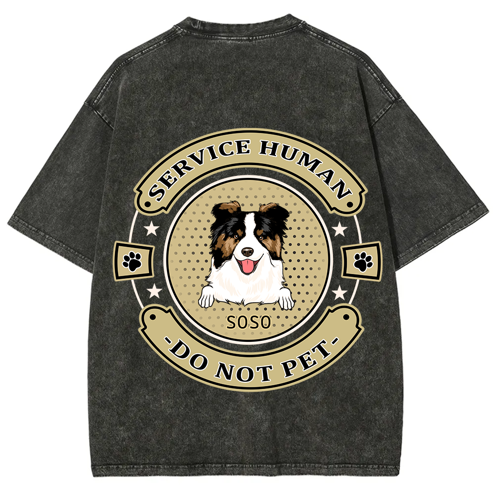 Service Human, Do Not Pet 14- Personalized Custom Unisex Fit Washed T-Shirt wearishow
