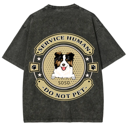 Service Human, Do Not Pet 14- Personalized Custom Unisex Fit Washed T-Shirt wearishow