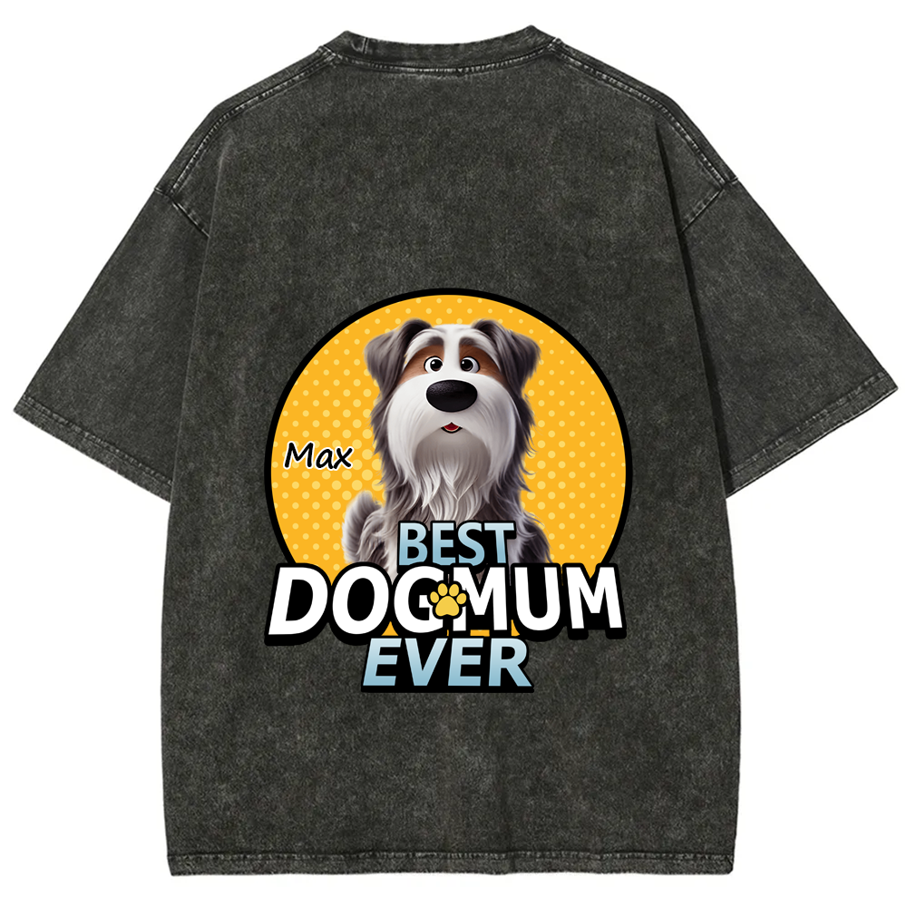 Best Dog Mom For Furry Kid - Personalized Custom Unisex Fit Washed T-Shirt wearishow