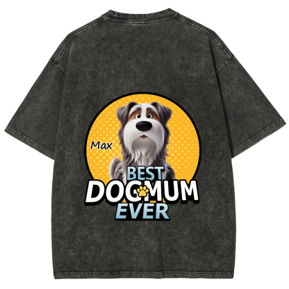 Best Dog Mom For Furry Kid - Personalized Custom Unisex Fit Washed T-Shirt wearishow