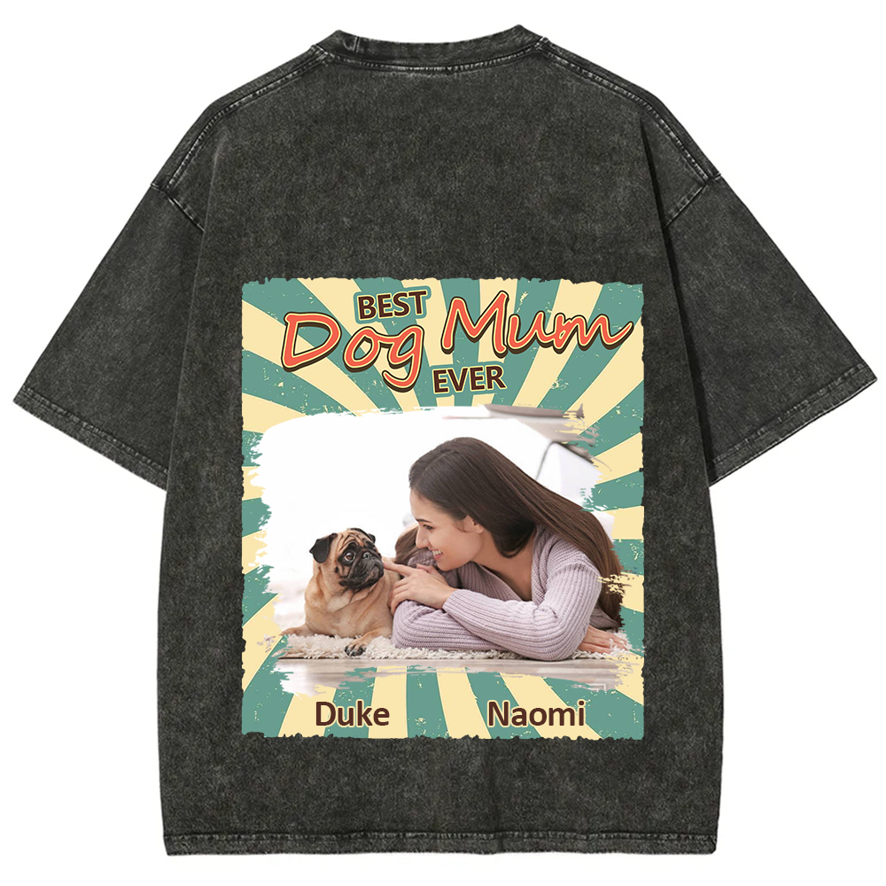 Retro Funny Dog Shirt Photo- Personalized Custom Unisex Fit Washed T-Shirt wearishow