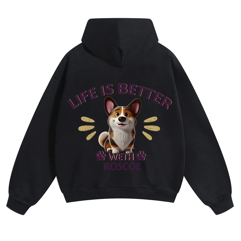 Better Life With My Dog - Personalized Custom Unisex Soild Color Hoodies wearishow