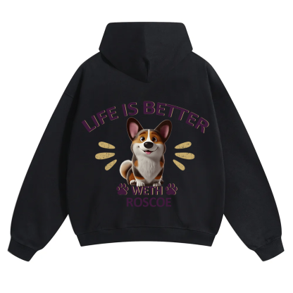 Better Life With My Dog - Personalized Custom Unisex Soild Color Hoodies wearishow