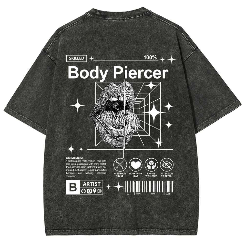 Body Piercer Casual Unisex Fit Washed T-Shirt
